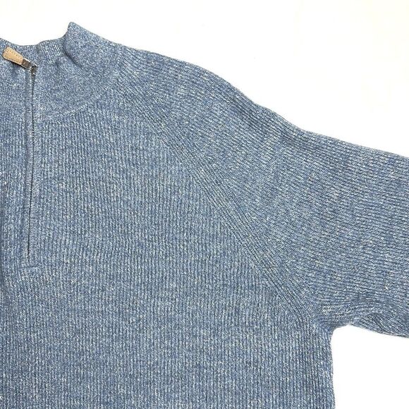 Peter Millar Crown Cashmere Linen Blend Sweater 1/4 Zip Rib Knit Blue size L - Picture 7 of 14